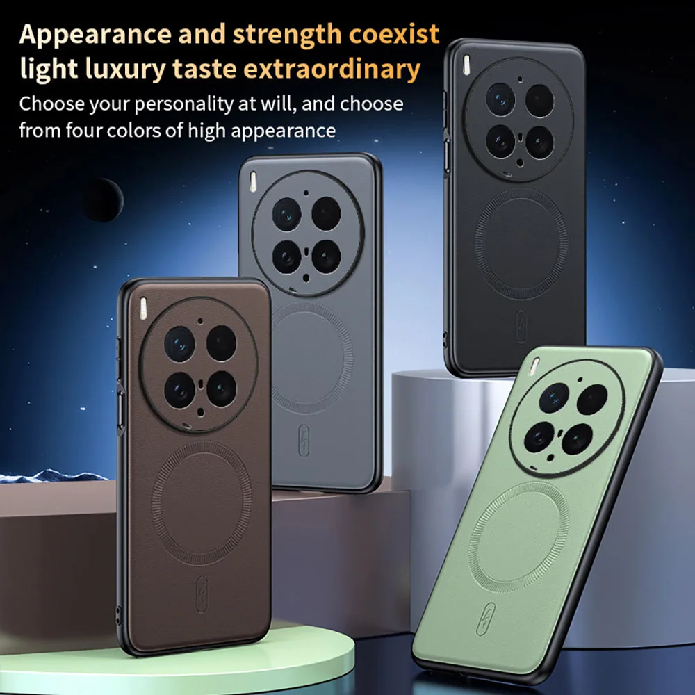 Luxury Plain PU Leather Skin-Friendly Magnetic Anti-Drop Phone Case Cover