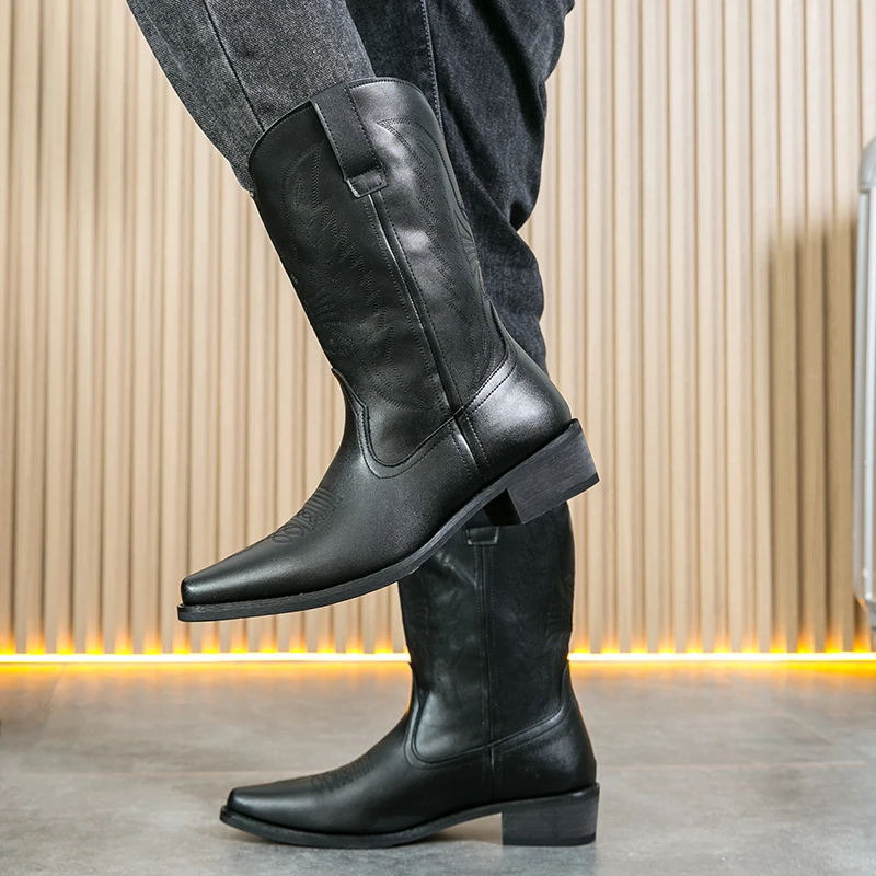 English Style Men's Chelsea Boots Pointed Tips Trendy Brown Work Boots High-end Banquet Dress Boots for Men‘s Free Delivery