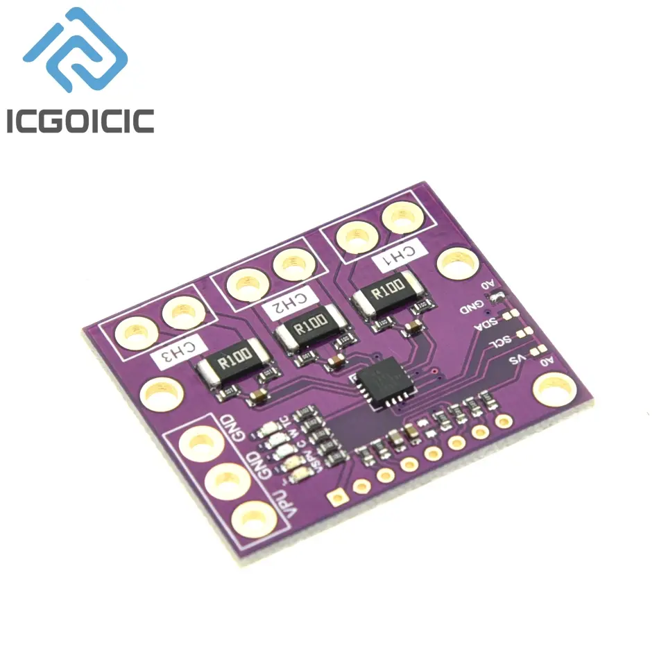 I2C SMBUS INA3221 Triple-Channel Shunt Current Power Supply Voltage Monitor Sensor Board Module Replace INA219 With Pins image 6