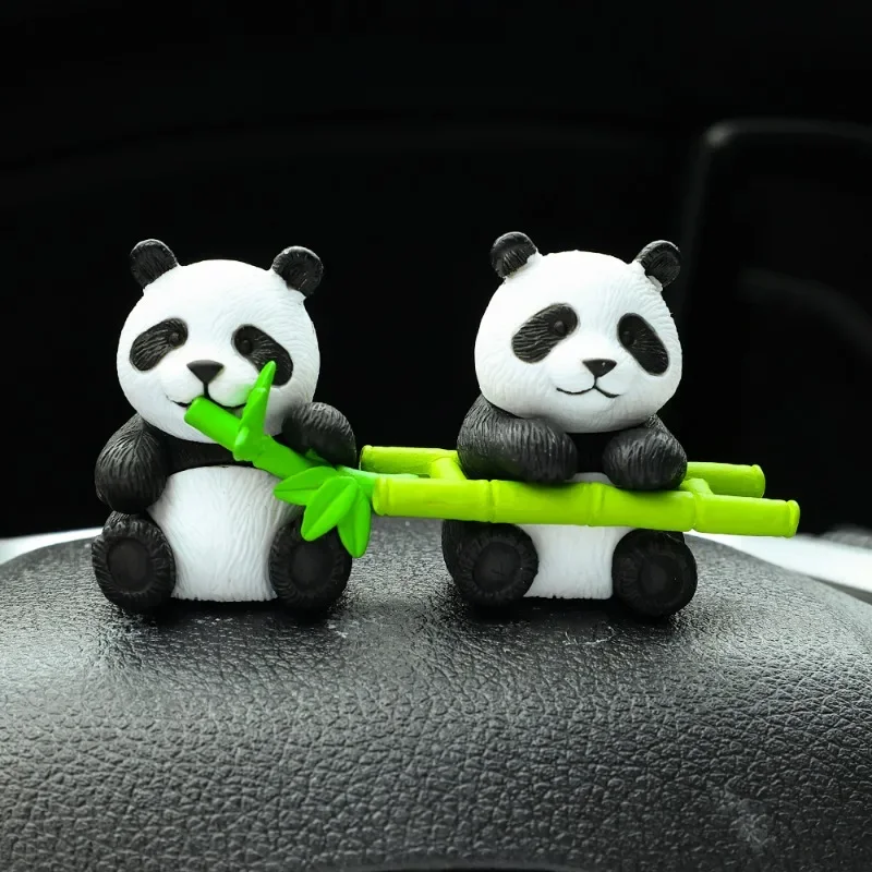 Cute Panda Design Car Console Ornaments Microlandscape Office Desk Small Landscape Office Home Decoration Crafts Model