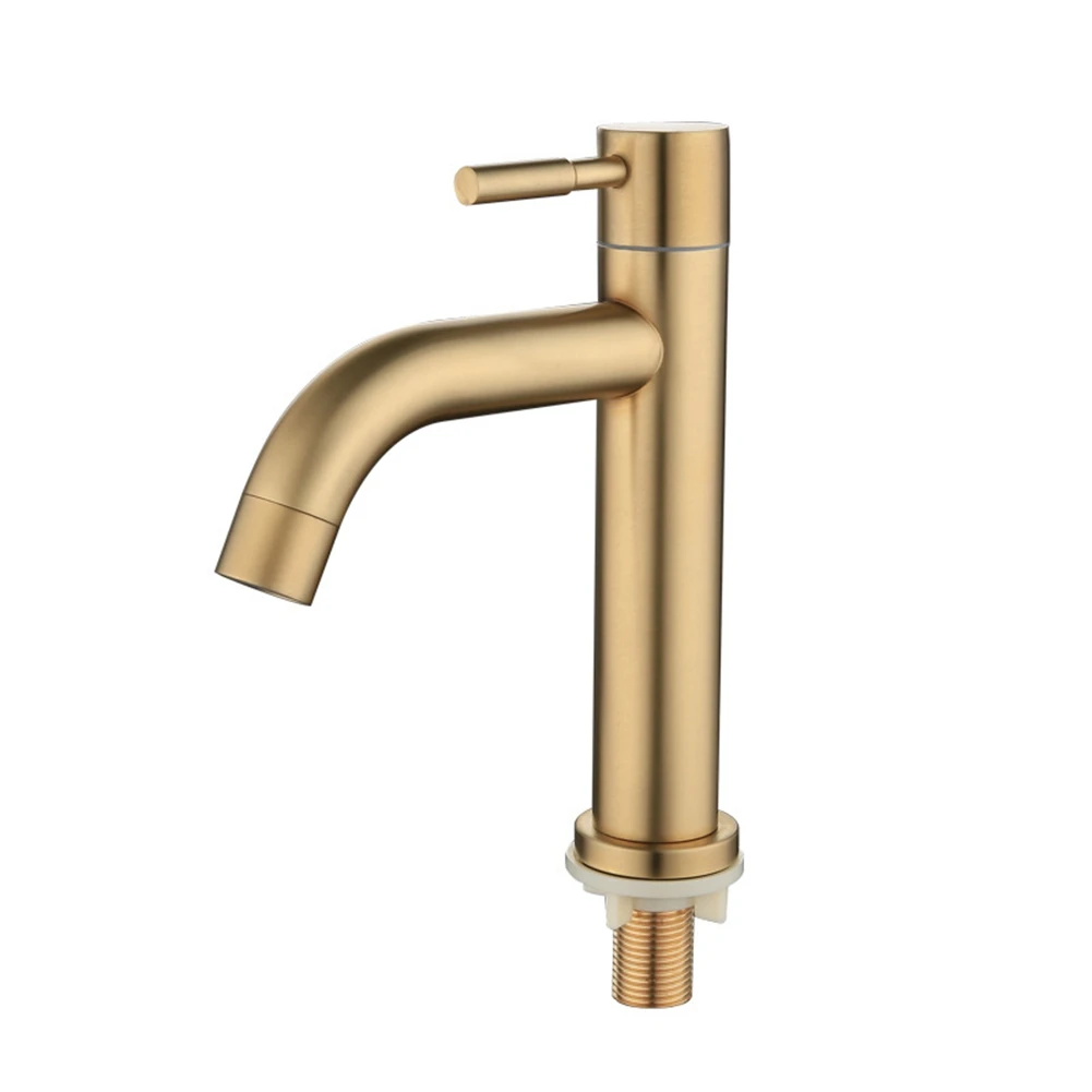 

Brush Gold Single Cold Basin Faucet 304 Material Basin Mixer Bathroom Sink Faucet Water Wash Mixer Tap-A