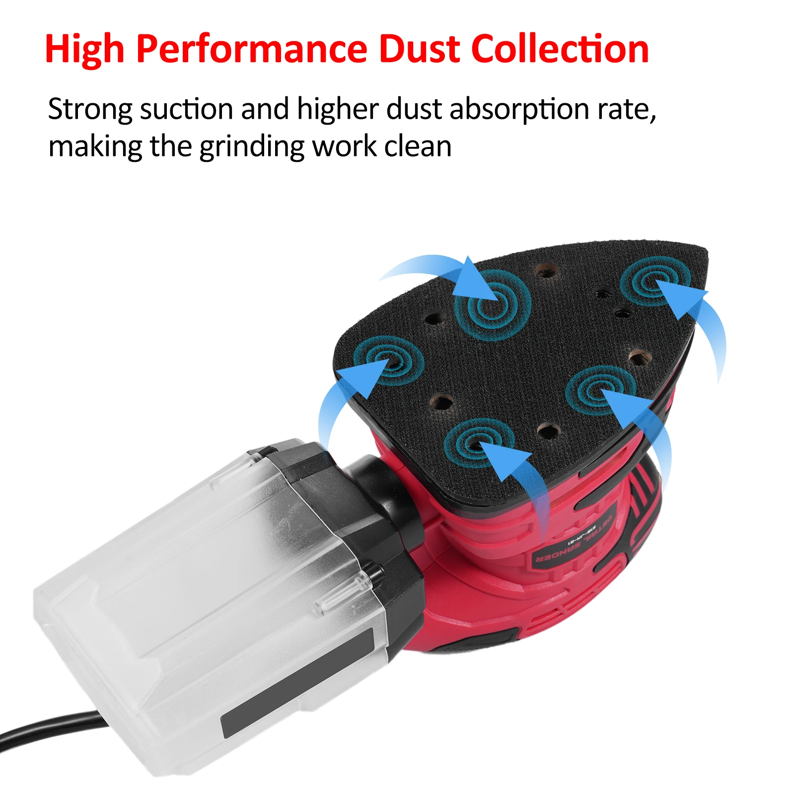 Compact Electric Sander Detail Sanding Machine 13000 OPM Woodworking Tools for Wood with Dust Collection Bag 20 Sandpapers electric sander sanding paper