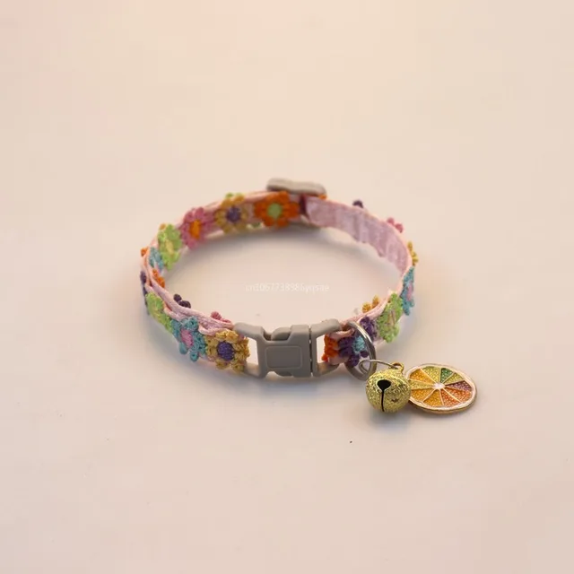 Adjustable Cat Collar Cute Lace Flower Decoration Pet Collar with Bell and Alloy Pendant for Cats and Puppies Kitten Accessories 4