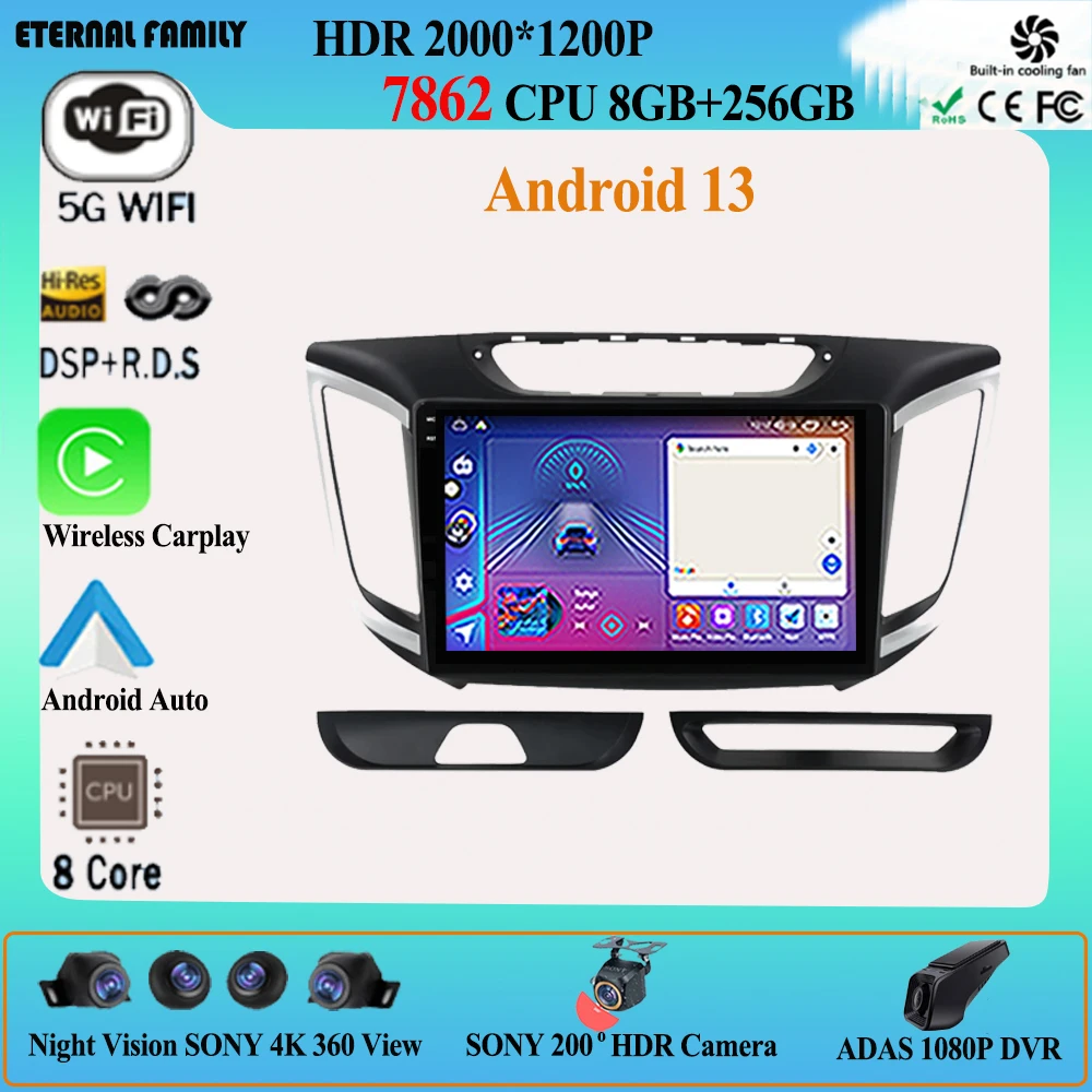 

For Hyundai Creta ix25 2015-2019 Android Car Radio Multimedia Video Player Navigation GPS Carplay QLED Touch Screen Auto Stereo