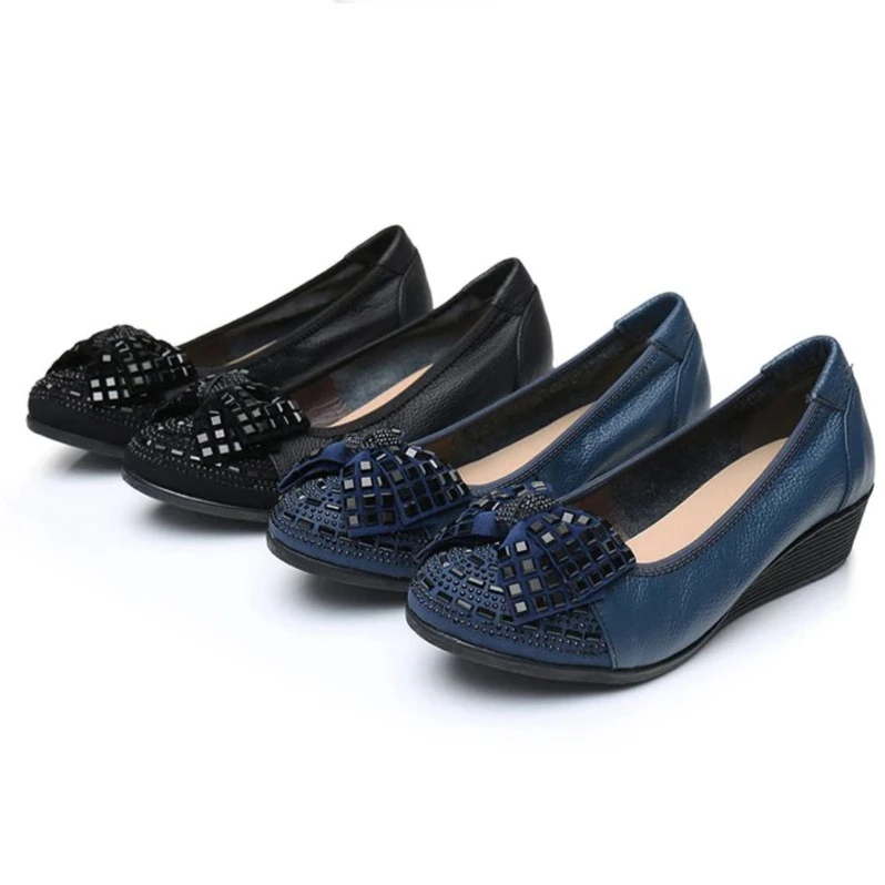 Summer Comfortable Woman Shoe Genuine Leather Soft Bottom Square Head Summer Shoes Women Large Size Flat Silver Barefoot Slip-on 6