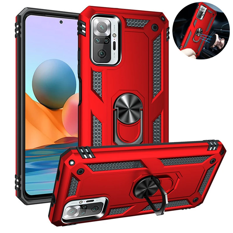 iphone 11 Pro Max phone case עבור Xiaomi Redmi הערה 10 10 S מקרה שריון מגנטי טבעת מחזיק Kickstand כיסוי עבור Redmi הערה 10 פרו מקסימום note10 S מקרי טלפון apple iphone 11 Pro Max case