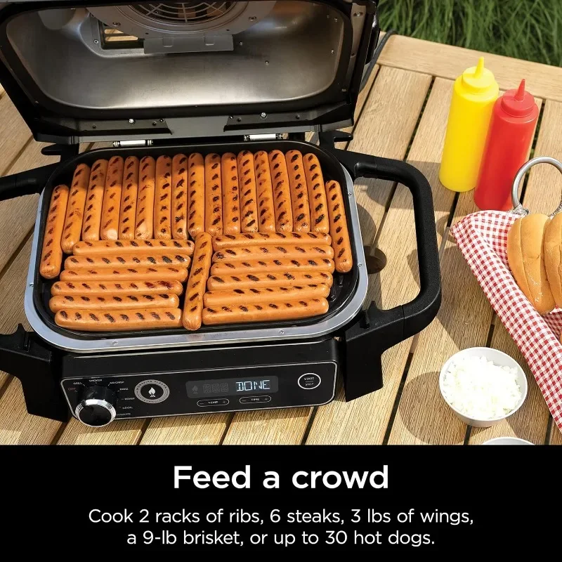 Ninja, Woodfire Pro Outdoor Grill and Smoker, Thermometer, BBQ Smoker, Air Fryer, Bake, Roast, Dehydrate, Broil, 7-in-1 4