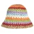 Summer Women Bucket Hat Handmade Straw Hat Rainbow Crochet Foldable Parent-child Panama Hat Children Female Beach Sun Visor Cap 9