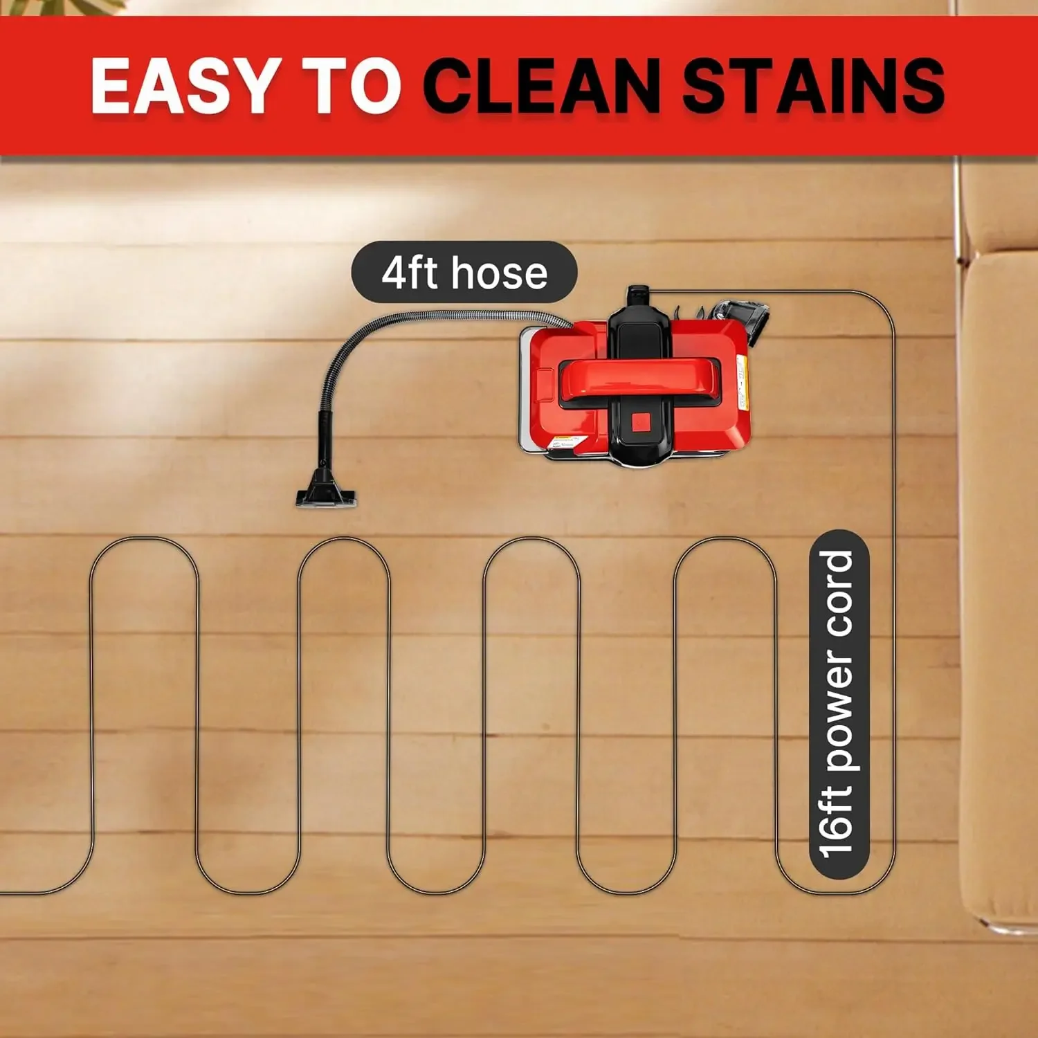 Portable Carpet and Upholstery Cleaner Machine, Powerful Spot Cleaner for Pet Stains, Sofa, Rug, Mattress, Curtain and 5