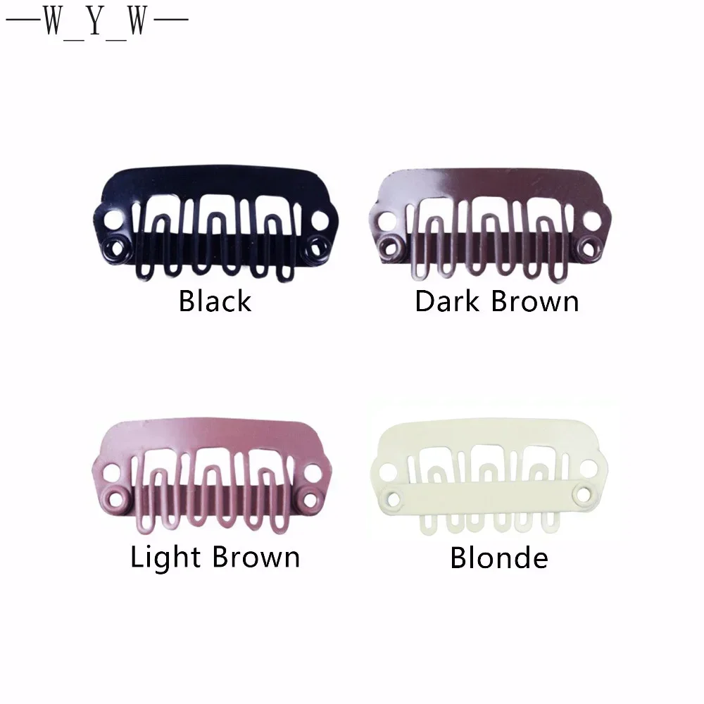 100Pcs 24mm U-shaped 6-tooth Metal Hair Extension clip wig clip for style human hair extension tool accessories