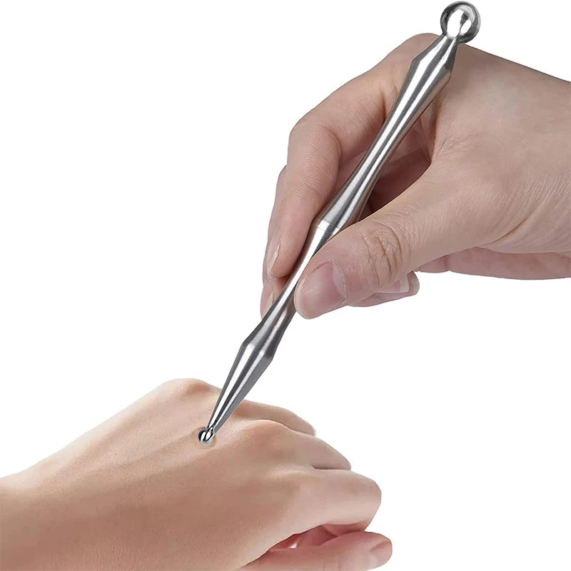 1PCS  New Stainless Steel Manual Acupuncture Pen Trigger Point Massager Deep Tissue Massage Tool For Body Meridian Pain Relief