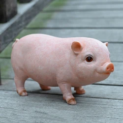 Charming Pink Piggy Resin Sculpture for Garden and Home Decor (Pink B)
