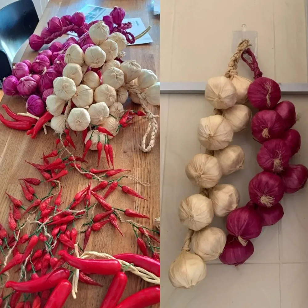 Simulation Artificial Foam Food Vegetable Garlic Onion Corn Fishes Hanging String artificial fruits and vegetables Home Kitchen Party Decor Photography Props