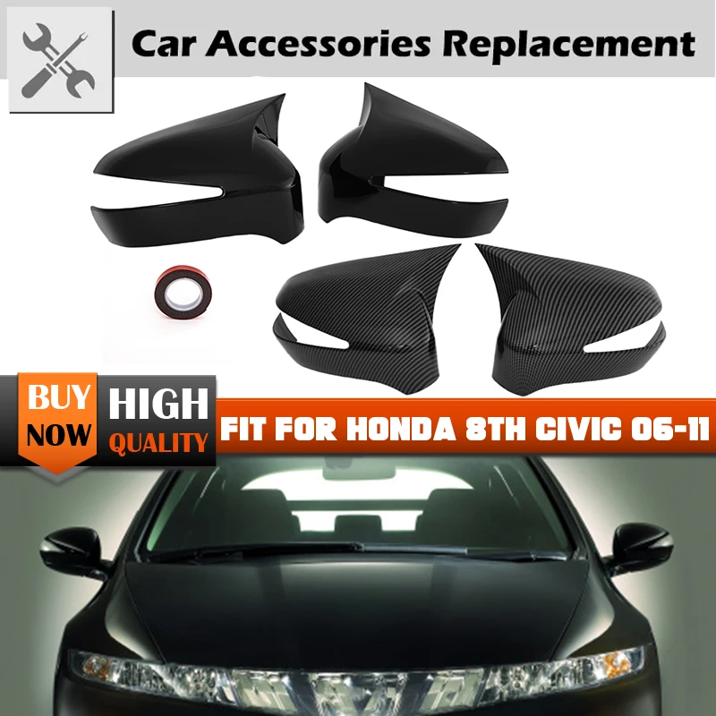 Car Side Wing Mirror Rearview Mirror Cover Trim Rear View Cap Replacement Shell Housing Fit For Honda Civic 8th 2006-2011