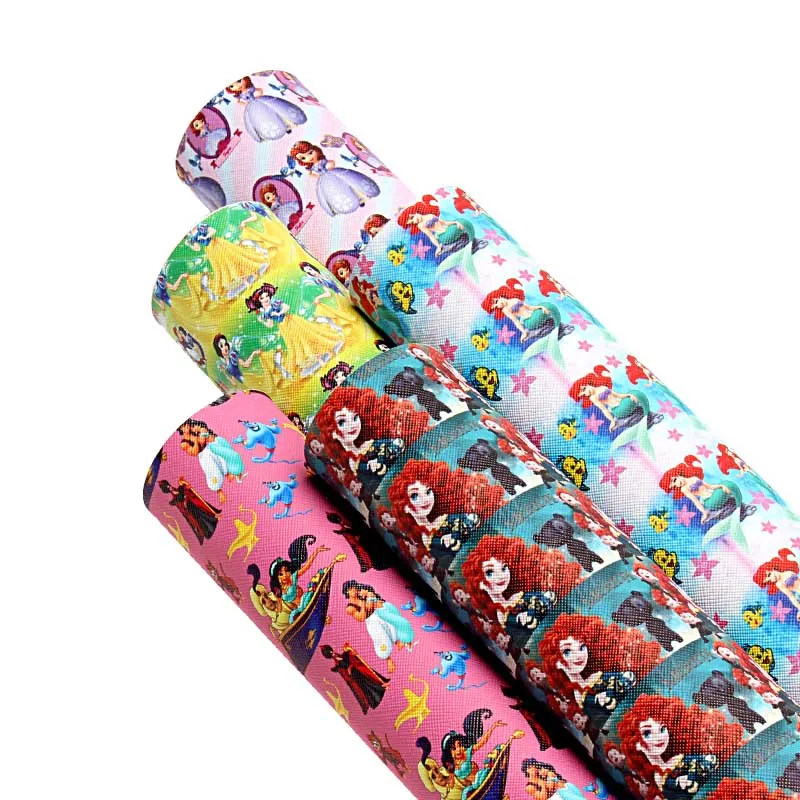 136*30Cm Disney Princess Sofia Ariel Biancaneve Jasmine Rotolo In Ecopelle Con Stampa Cartoon