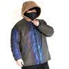 Reversible Men Long Sleeve Jackets Reflective Patchwork Lamb Wool Thick Coat New Colorful Reflect Light Winter Clothing 4