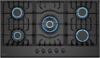 36" Bulit-in Tempered Glass Gas Cooktops 5 Italy Imported Sabaf Burners Stove Tops, 36 Inch, Black 1
