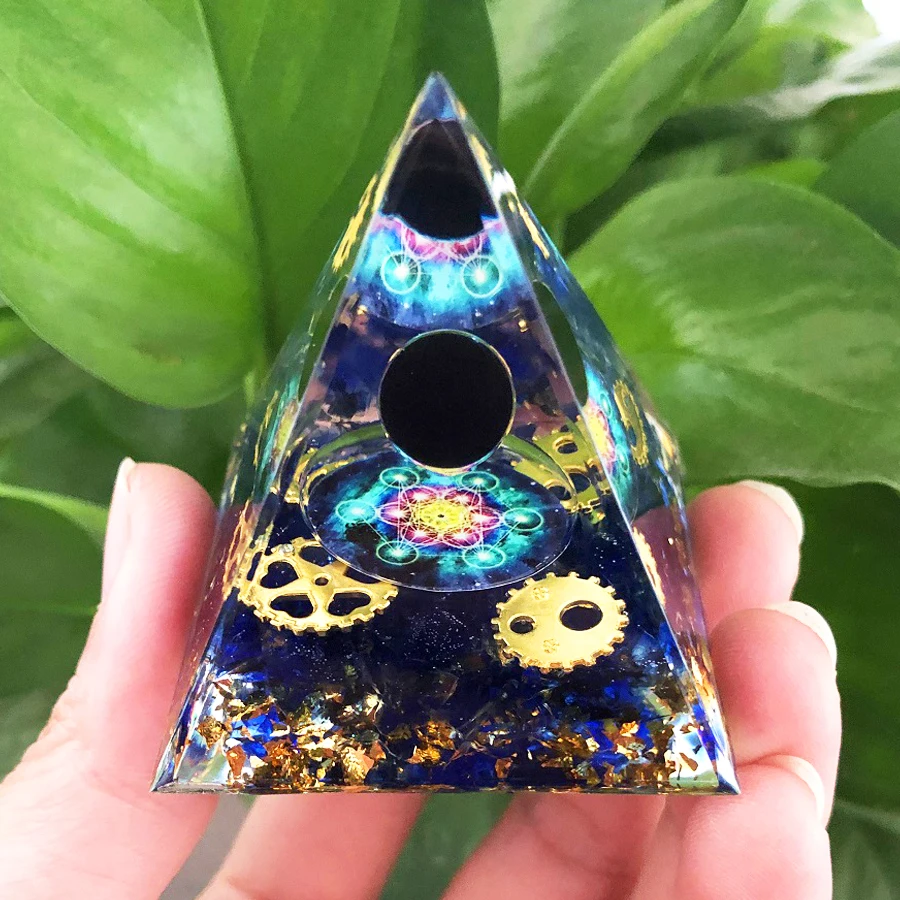 Orgonite Pyramid Energy Generator Amethyst Stone Pendulum Reiki Chakra Meditation Healing Crystals Tool Room Decorations