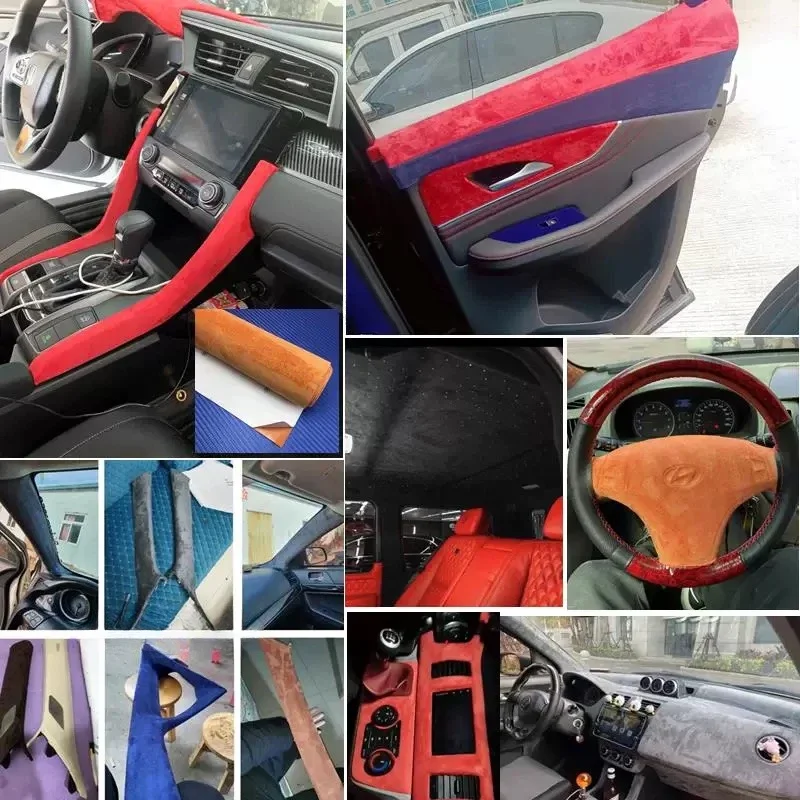 50x300cm Self-adhesive Leather Suede Fabric Velvet Cloth for Car Renovation DIY