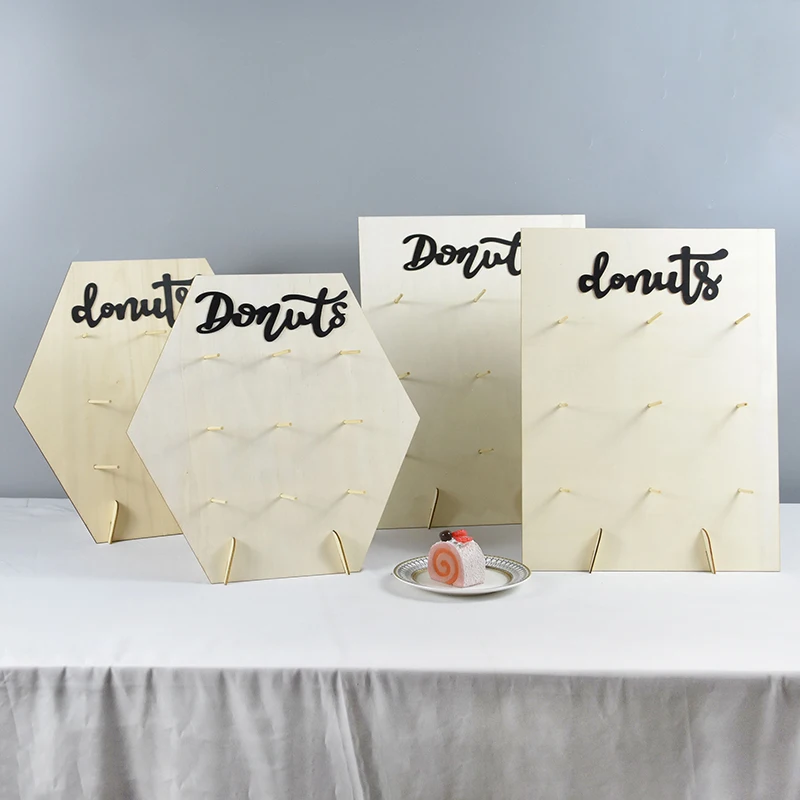 Wooden Donut Display Rack Stand Wedding Children Baby Shower Birthday Party Doughnuts Dessert Decor Donut Party Display Stand