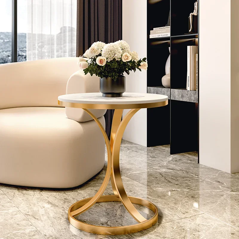 Round Nordic Coffee Tables Living Room Bed Side Small Modern Marble Console Table Nightstands Gold Muebles Bedroom Furniture for samsung galaxy s23 fe 5g electroplating marble dual side imd phone case rose gold 015