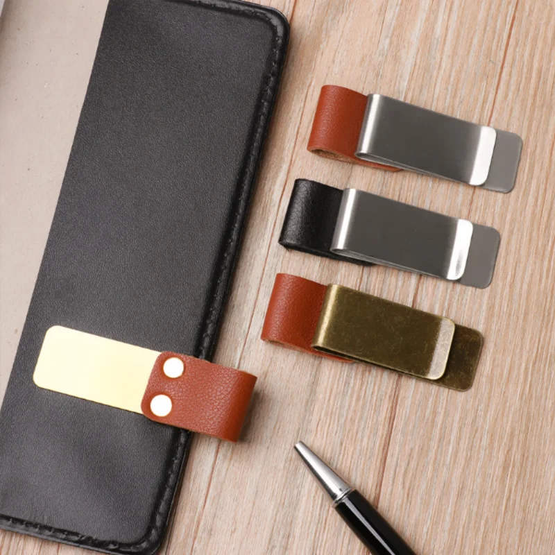 1pc Pen Loop for Notebook Leather Journal Notebook Accessories Pencil Holder Bookmark with Metal Clip Books Page Marker pen holder pen and brush holder pen loop pen clip