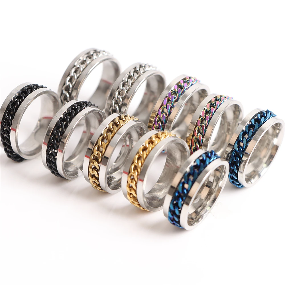 30 teile/los Mode Spinner Rotierenden Kette Edelstahl Ringe Für Frauen Männer Mischen Farbe Rock Schmuck Party Geschenke – Detail 3