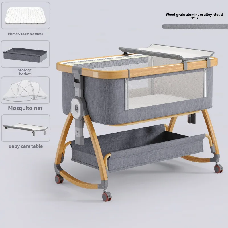 바퀴가 달린 접이식 알루미늄 합금 용 침대, 용 침대로 컨버터블 요람, 다기능 휴대용  공동 슬리퍼