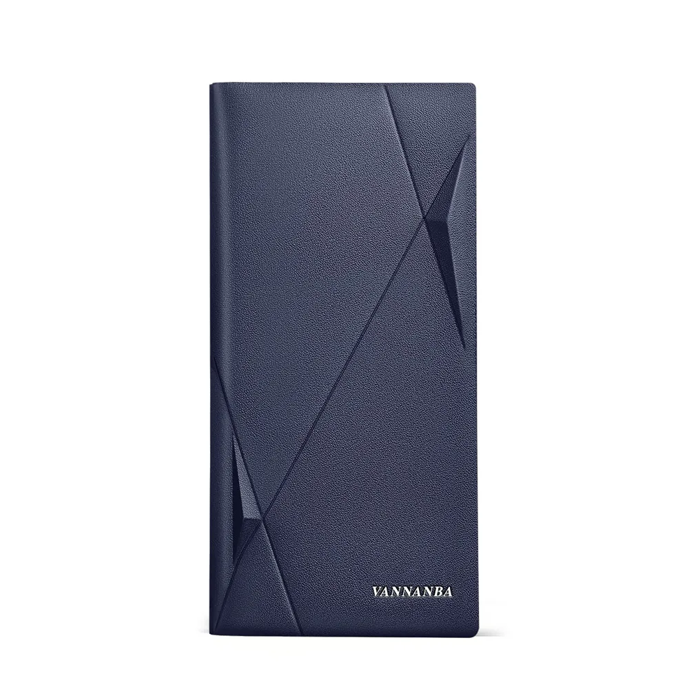 VANNANBA Long Waller for Men Slim Genuine Leather Thin Card Holder Purse Luxury Black Blue Brown