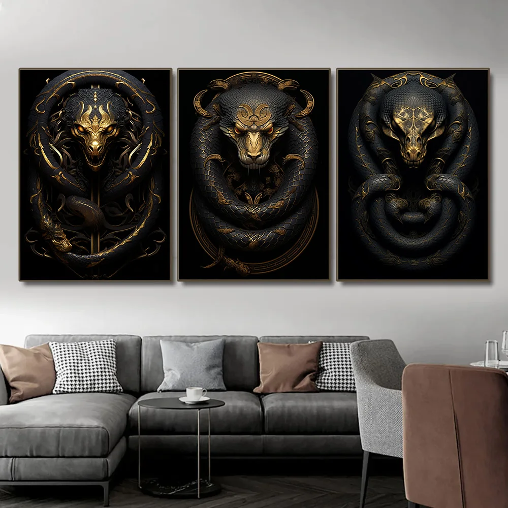 

1pcs Canvas Painting Dark Abstract Art Retro Snake Decorative Painting Interior House Decoration Home Decor Kitchen Decoraction
