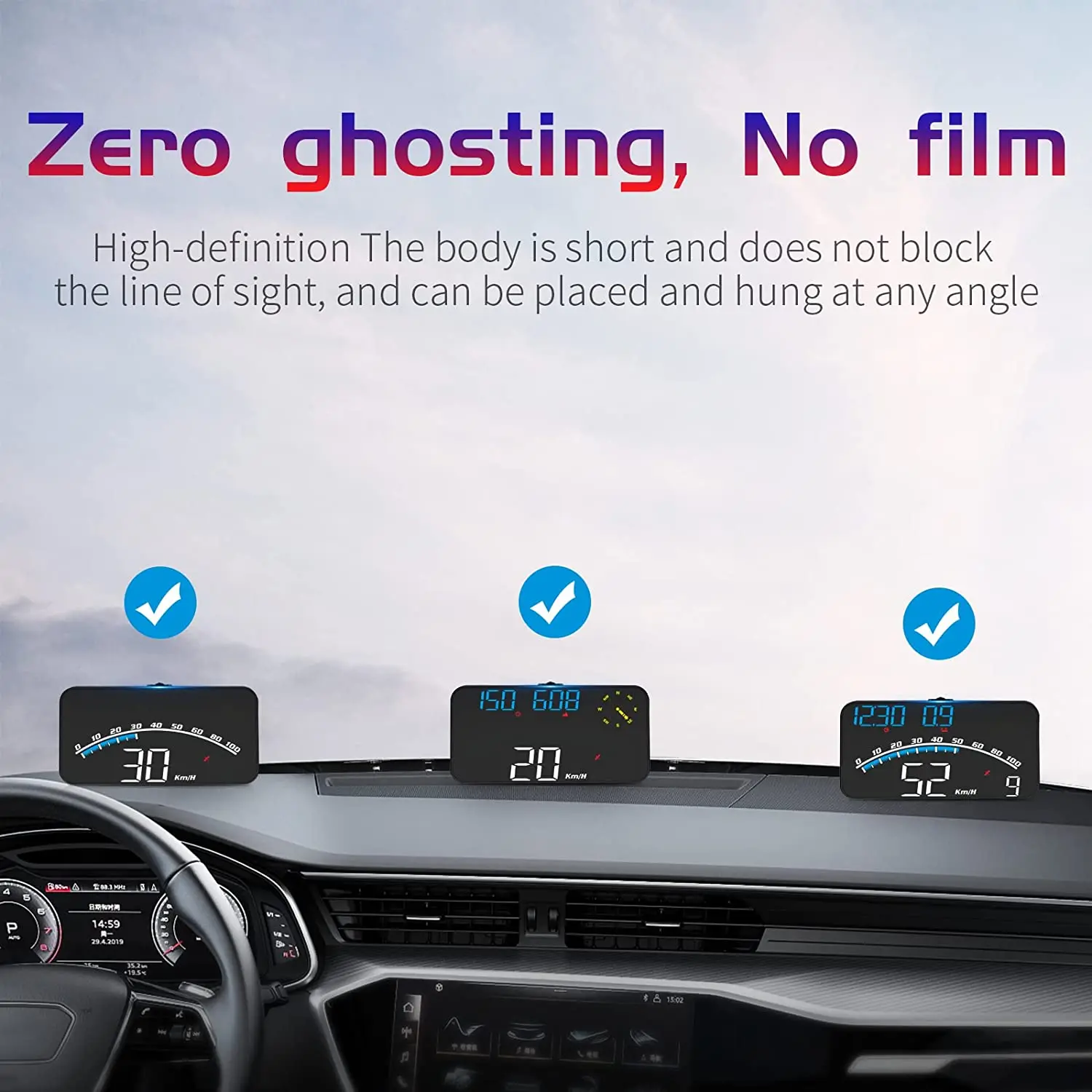 차량용 디지털 속도계 헤드업 디스플레이, HUD GPS 주행 거리계, 범용 과속 경보, HD 디스플레이, 모든 차량용