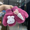 3 Colors Girls Warm Plush Thick Baby Gloves Winter Plus Coral Fleece Full Finger Gloves Cartoon Bunny Gloves for Kids 1-4Y 1