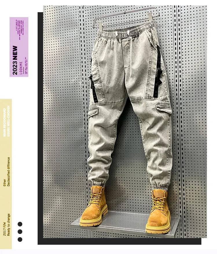 Description Picture 3 of itemMen Elastic Slim Fit Denim Pants Comfortable Four Seasons Style Long Pants Straight Trousers Classic Jeans Men Clothing B134