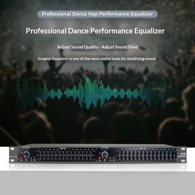215 프로페셔널 그래픽 이퀄라이저 - ±12dB 부스트/컷 기능이 있는 15밴드 듀얼 채널 EQ, 40Hz 로우컷, 무대 PA 시스템용 LED 미터