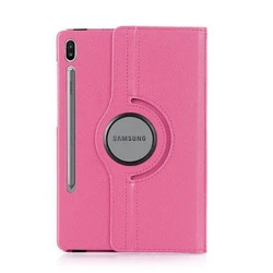 360° Rotating Leather Tablet Case with Stand Feature for Tab S7 S8 11inch (Rose Red)