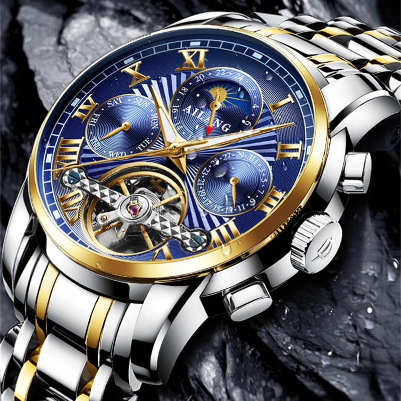 Mens Watches Top Brand Luxury Tourbillon Automatic Machinery Watch Men Skeleton Leather Wristwatch