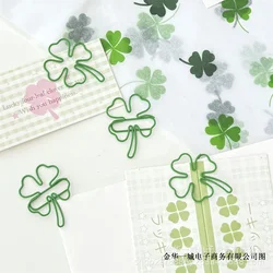 10 Cute Green Four - Leaf Clover Paperclips - Decorative Binder Clips for Scrapbooking & Office Supplies (Green)