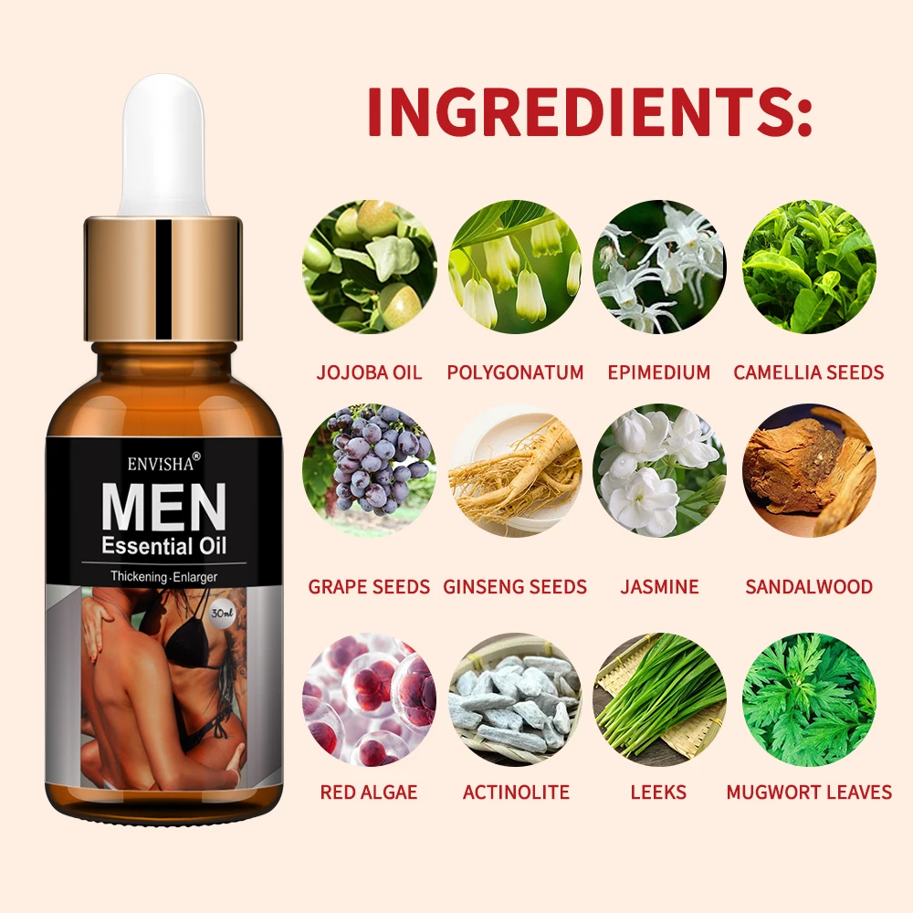 ENVISHA Men's Body Massage Essential Oil For Men Potency Increase Growth Lubricant Prolonged Sex Life Orgasm