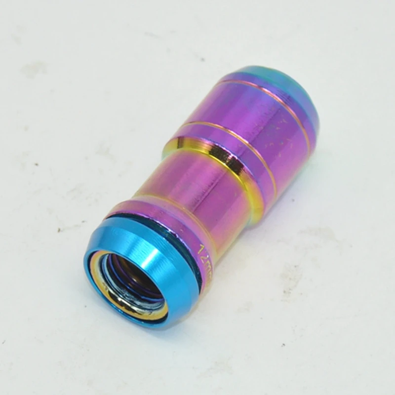 Neo Chrome Extended Dust Cap Steel Wheel Rims Lug Nuts With Lock Key M12X1.5 M12X1.25 20Pcs