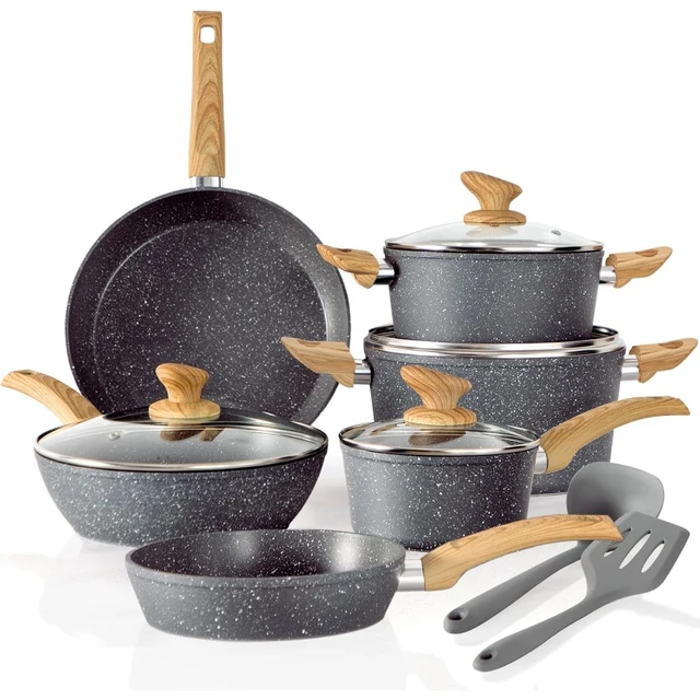 Motto 12-Pieces Detachable Handle Pans & Pots With Lids Cooking