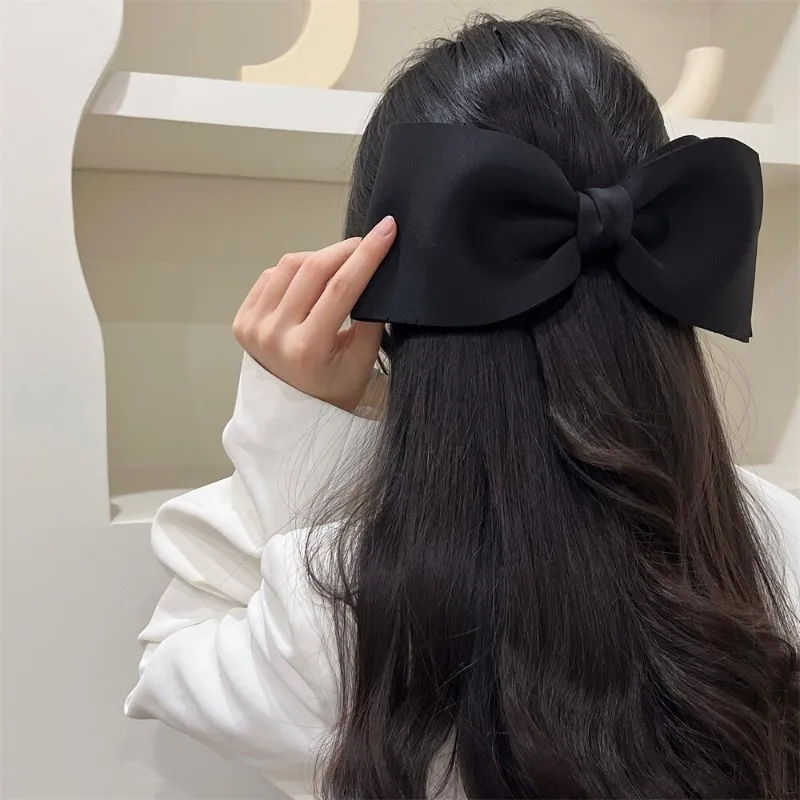 Nadrozměrné černá luk vlasy klip pro ženy retro temperament jednoduchý korejské exaggerated velký culík sponka kněžna čelenka