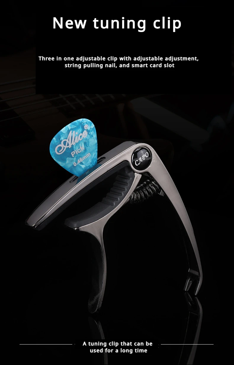 Description Picture 2 of itemExcellent Metal Guitar Capo Adjustment Clip Guitar Capo for Acoustic Electric Guitars Bass Ukulele with Picks Holder 1PC