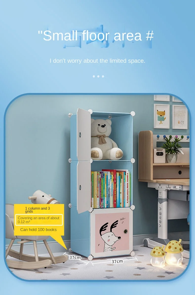 Household Living Room Foldable Assemble Multilayer Bookshelf Dustproof Cabinet Bedroom Storage Mounted Floor Shelves storage rack book display stand