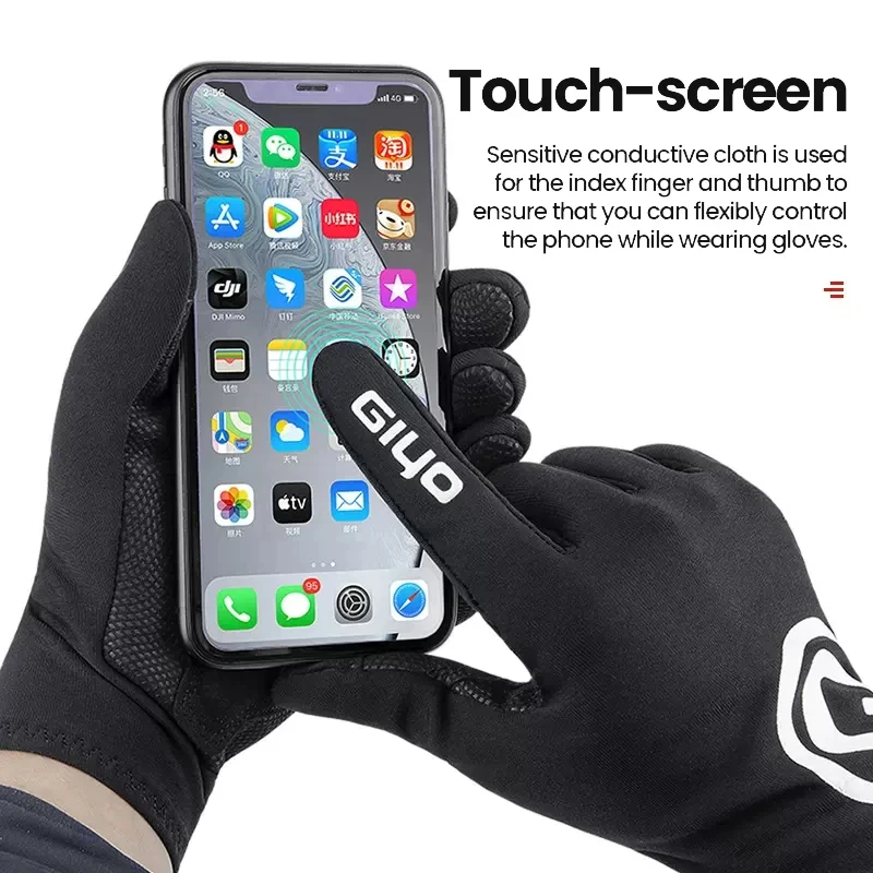 GIYO Bicycle Winter Gloves MTB Road Bike Thicken Warm Touch Screen Full Finger Gloves Cycling Outdoor Sports Thermal Mittens 2