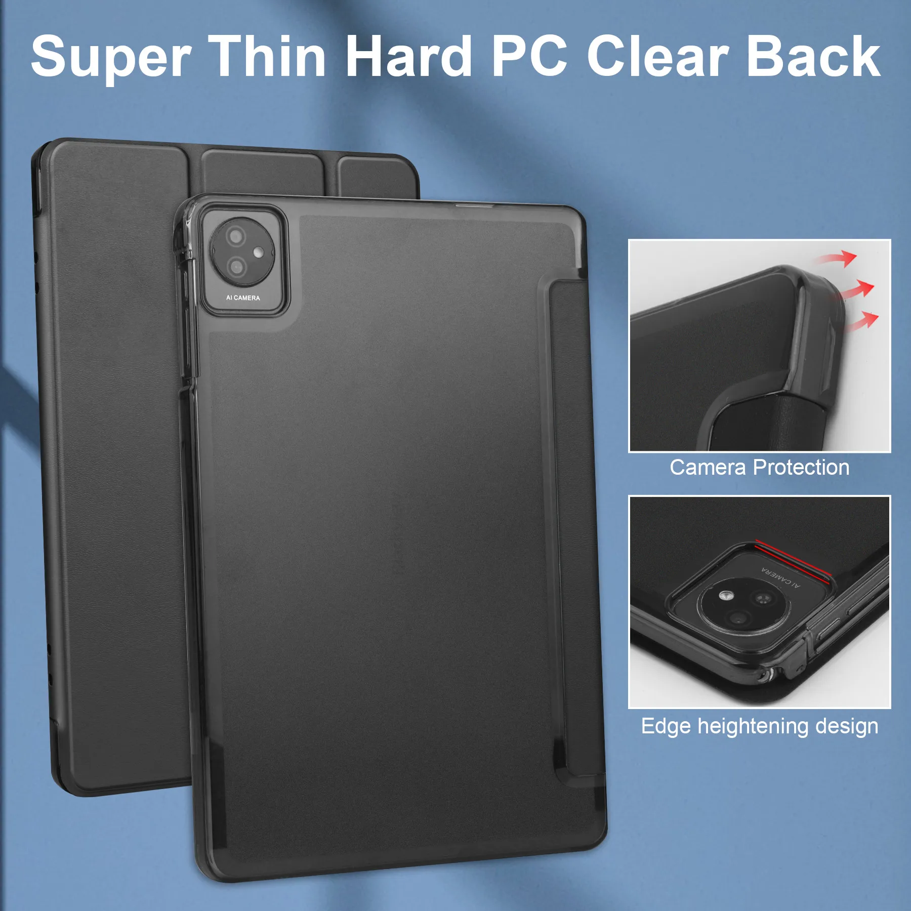 Funda para tableta Blackview Tab 70 wifi, carcasa trasera magnética transparente de lujo, 10,1 pulgadas