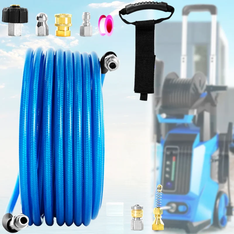 5800PSI Sewer Jetter Kit for Pressure Washer 150FT 1/4" M-NPT Drain Cleaner Hose