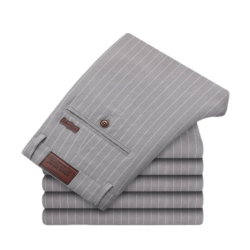 2024 Autumn New Men's Bamboo Fiber Casual Pants Classic Style Business Fashion Grey Stretch Cotton Trousers Male Brand Clothes 3