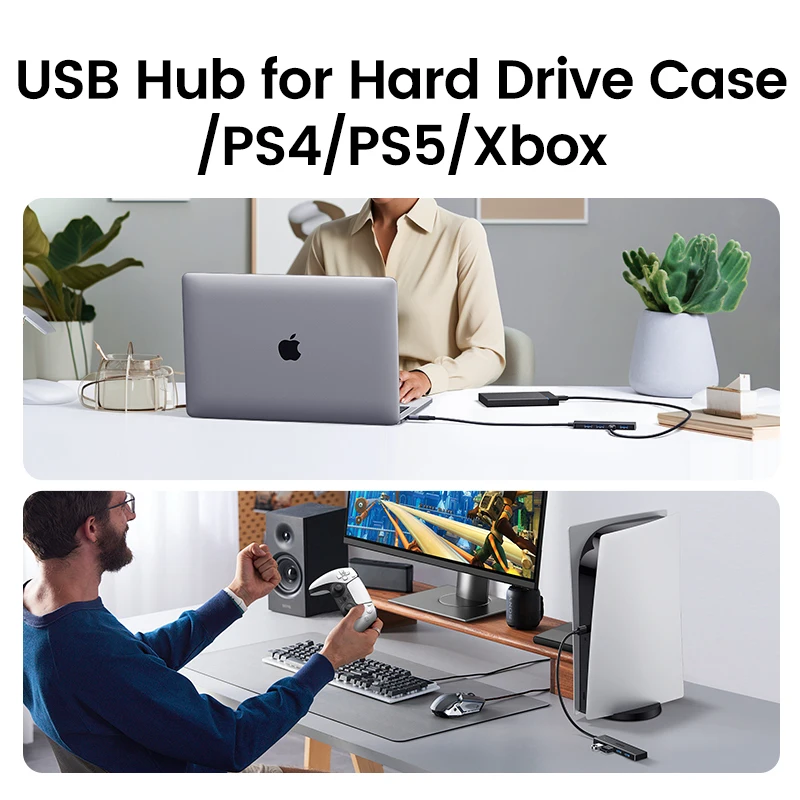 UGREEN USB 3.0 Hub 4 Ports USB HUB Slim for Mouse Keyboard Compatible with MacBook Pro Air Laptop Desktop PC Xbox PS5 Splitter - 4