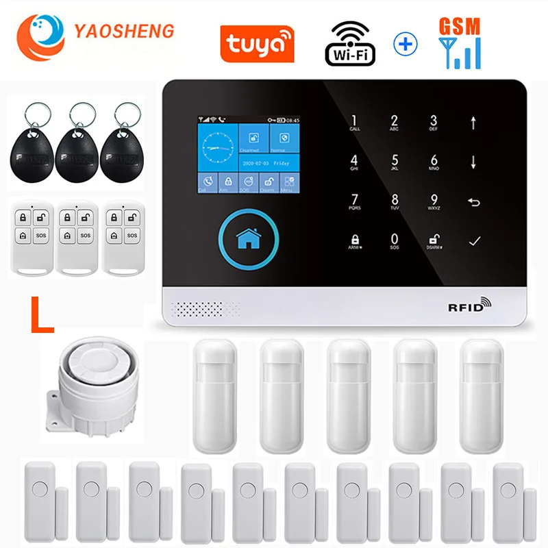 elderly emergency button Wireless WIFI GSM Home Security Alarm System For Tuya Smart Life APP With Motion Sensor Detector Compatible With Alexa & Google ring alarm pad Alarms & Sensors