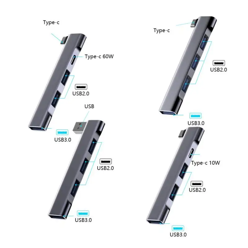 PD 고속 USB-C USB 허브, USB 3.0 사용, 5Gbps 휴대용 C타입 도킹 스테이션, 컴퓨터 액세서리용 4 in 1 USB 허브